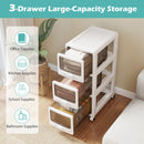 Rolling Storage Cart with Drawers and Lockable Wheels