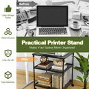 3 Tier Printer Stand Rolling Fax Cart with Adjustable Shelf and Swivel Wheels