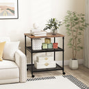 3 Tier Printer Stand Rolling Fax Cart with Adjustable Shelf and Swivel Wheels
