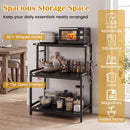 3-Tier Rolling Microwave Cart with Power Outlet and Hooks
