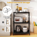 3-Tier Rolling Microwave Cart with Power Outlet and Hooks