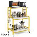 3-Tier Rolling Microwave Cart with Power Outlet and Hooks