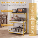 3-Tier Rolling Microwave Cart with Power Outlet and Hooks