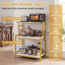 3-Tier Rolling Microwave Cart with Power Outlet and Hooks