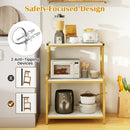 3-Tier Rolling Microwave Cart with Power Outlet and Hooks