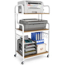 3-Tier Rolling Printer Stand Home Office Large Printer Cart with Storage Shelves