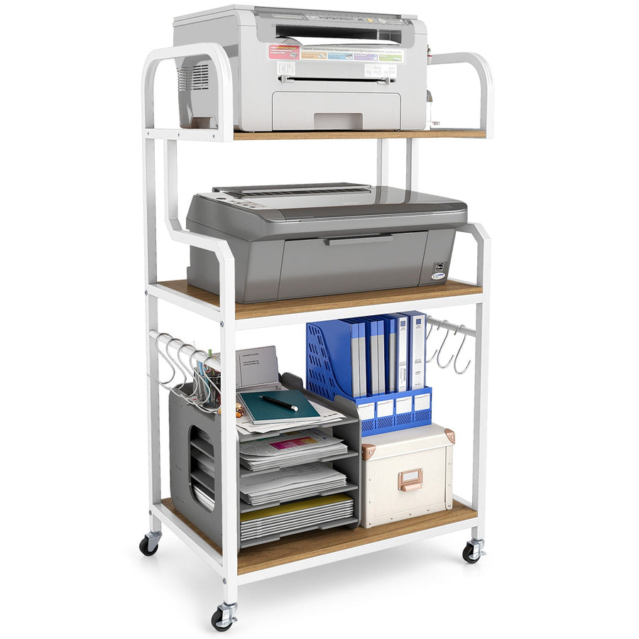 3-Tier Rolling Printer Stand Home Office Large Printer Cart with Storage Shelves