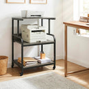 3-Tier Rolling Printer Stand with Adjustable Shelf