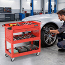 3-Tier Rolling Tool Cart with Lockable Drawer