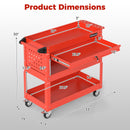 3-Tier Rolling Tool Cart with Lockable Drawer