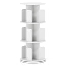 3-Tier Rotating Bookshelf with Dividers and Anti-falling Baffles