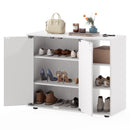 3-Tier Shoe Cabinet with Doors with Adjustable Open Shelves for Entryway
