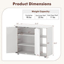 3-Tier Shoe Cabinet with Doors with Adjustable Open Shelves for Entryway