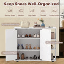 3-Tier Shoe Cabinet with Doors with Adjustable Open Shelves for Entryway
