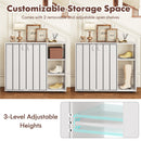 3-Tier Shoe Cabinet with Doors with Adjustable Open Shelves for Entryway