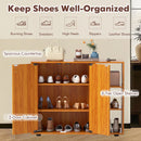 3-Tier Shoe Cabinet with Doors with Adjustable Open Shelves for Entryway