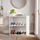3-Tier Stackable Shoe Rack with Anti-Tip Design - White
