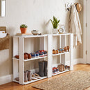 3-Tier Stackable Shoe Rack with Anti-Tip Design - White