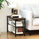 3-Tier Shoe Rack Shoe Bench with Metal Slat Shelves and Long Wooden Seat-Rustic Brown