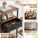 3-Tier Shoe Storage Bench with Drawer and Metal Frame