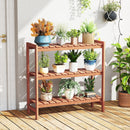 3-Tier Solid Wood Plant Stand with Slatted Shelves