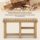 3-Tier Solid Wood Shoe Rack Bench with Slatted Shelves