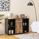 3-in-1 Dining Set: Windsor Chairs Industrial Sideboard & Wall-Mount Wine Rack Combo