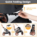 3-in-1 Foldable Pet Stroller with Sun Shade and Safety Belt for up to 55 lbs Small Medium Dogs Cats-Black