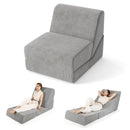 3-in-1 Folding Sofa Bed with Washable Zippered Cover-Gray