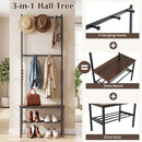 3-in-1 Hall Tree Freestanding Entryway Bench with Hooks
