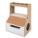 Hidden Cat Litter Box Cabinet with Scratching Pad & Cushion