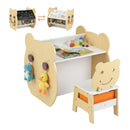 3-in-1 Kids Art Table and Chair with Storage and Reversible Whiteboard Chalkboard for Ages 3-10 Years Old-White
