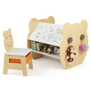 3-in-1 Kids Art Table and Chair with Storage and Reversible Whiteboard Chalkboard for Ages 3-10 Years Old-White