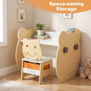 3-in-1 Kids Art Table and Chair with Storage and Reversible Whiteboard Chalkboard for Ages 3-10 Years Old-White
