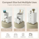 3-in-1 Small Vanity Desk Set with Flip-top Mirror and Lights with Drawers and Stool-White