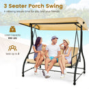 3 Seat Outdoor Porch Swing with Adjustable Canopy