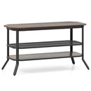 3-tier Console Table TV Stand with Mesh Storage Shelf-Rustic Brown