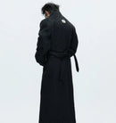 Short-pile Faux Two-piece Wool Coat Long Alpaca-blend Trench Coat