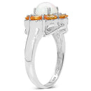 2.65 Carat Genuine Ethiopian Opal & Spessartite .925 Sterling Silver Ring