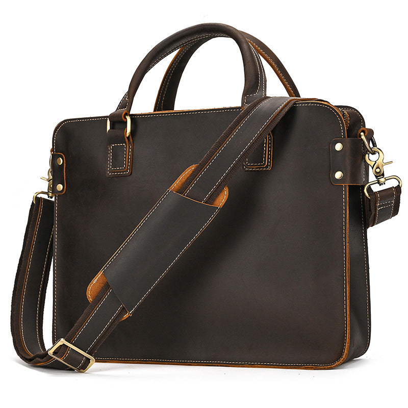 Retro Crazy Horse Leather Briefcase