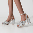 Fashion Sandals Thick Heel Bowknot