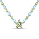 29.48 Carat Genuine Blue Topaz and Peridot .925 Sterling Silver Necklace