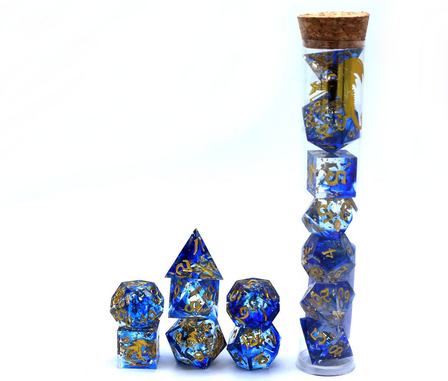 Captured Magic Hand Sanded Sharp Edge Resin - Blue Gold Foil