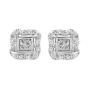 .925 Sterling Silver Round-Cut Diamond Accent Swirl Square Knot Stud Earrings (H-I Color, I2-I3 Clarity)
