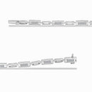 14K White Gold 1.0 Cttw Invisible Set Princess Cut Diamond Alternating Station and Link Tennis Bracelet (I-J Color, I1-I2 Clarity) - Size 7.25" Inches