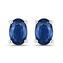 0.96 Carat Genuine Blue Sapphire 14K White Gold Earrings