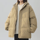 Womens Loose-fitting Solid-color Versatile Cotton Coat