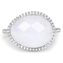 7.33 Carat Genuine White Rainbow Moonstone And White Topaz .925 Sterling Silver Ring