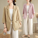 Artistic Retro Cotton-Linen Three-Quarter-Sleeve Blazer Jacket For Women