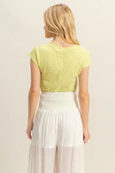 HYFVE Textured Round Neck Cap Sleeve Knit Top